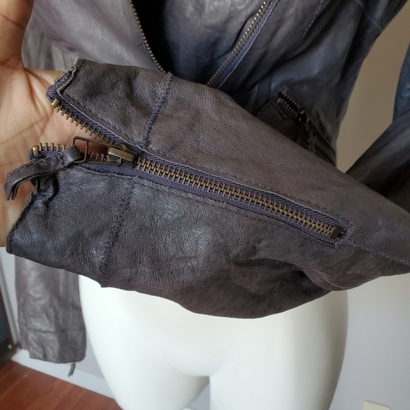 Anthropologie Elevenses Mysa Leather Moto Jacket Size XS - Picture 6 of 9